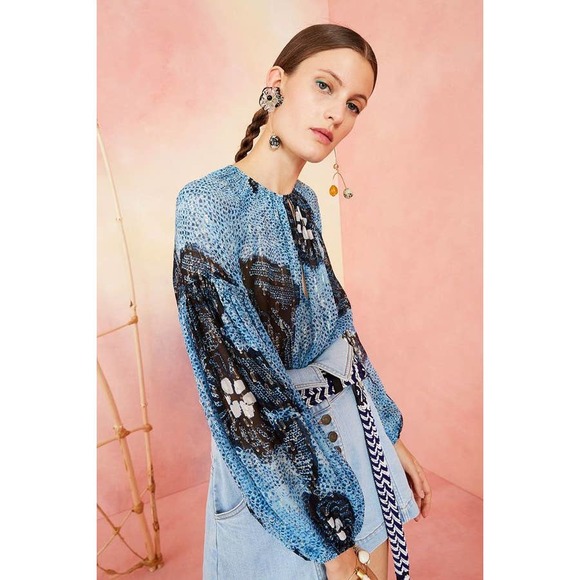 Ulla Johnson Sanya Blouse Blue Sky - Picture 2 of 8